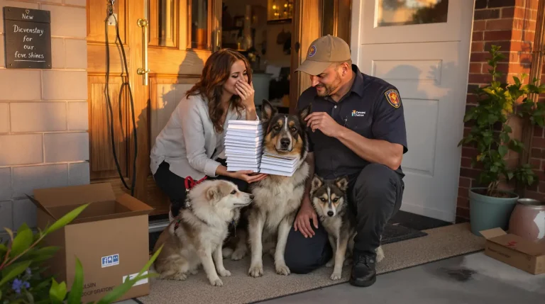 Pour dire adieu à ses chiens préférés, un livreur offre à leur maîtresse toutes leurs photos Pour dire adieu à ses chiens préférés, un livreur offre à leur maîtresse toutes leurs photos